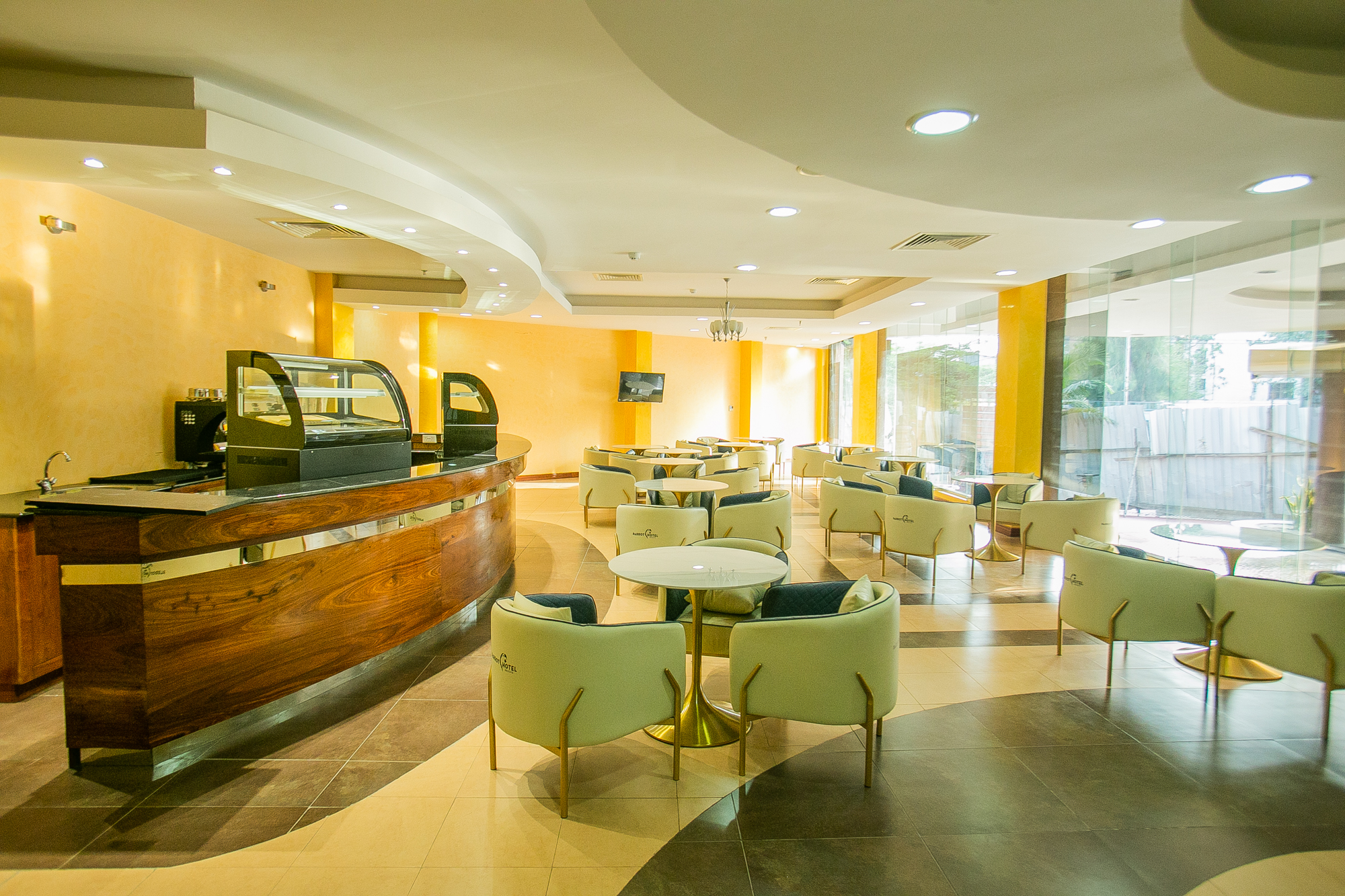 Our coffee shop is located in glamorous hotel lobby